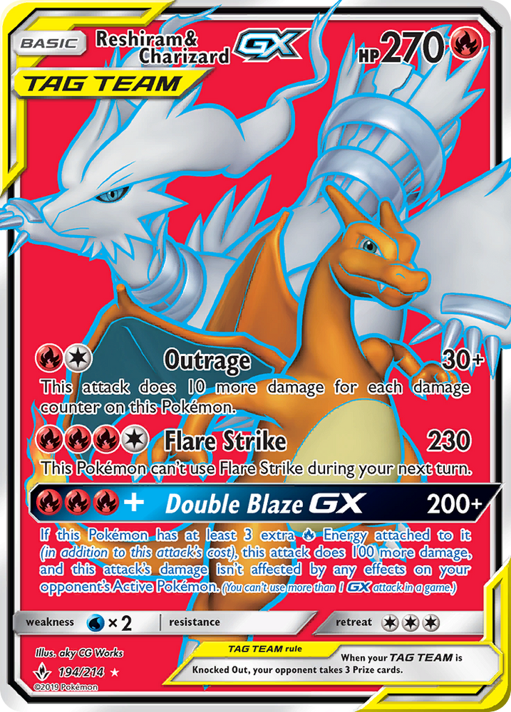 Reshiram & Charizard GX (194/214) [Sun & Moon: Unbroken Bonds]